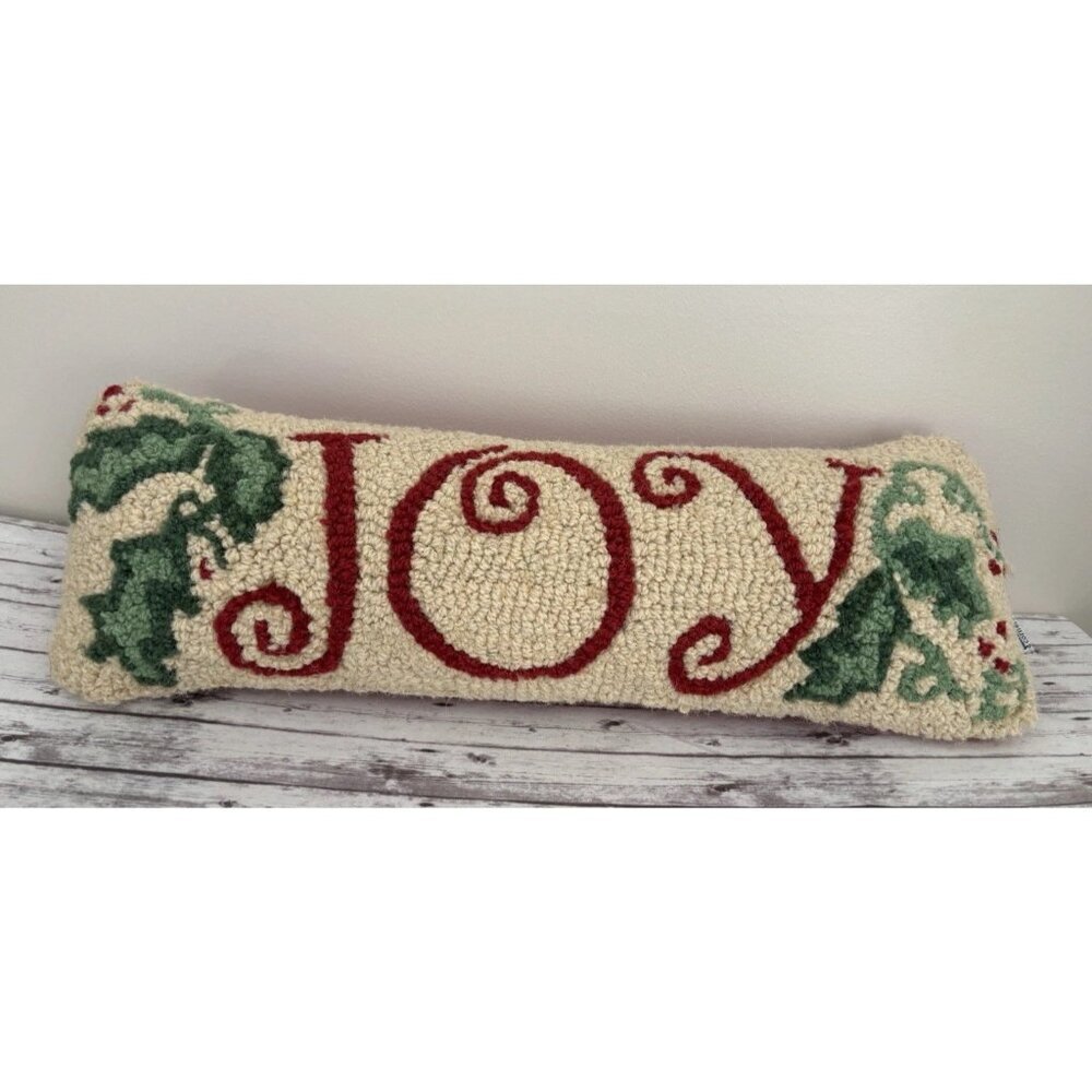 Vintage Chandler Four Corners Holiday "Joy" Decorative Throw Pillow Wool